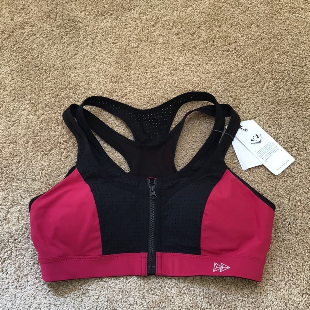 NWT! YVETTE Size 36C high support zip up sports bra